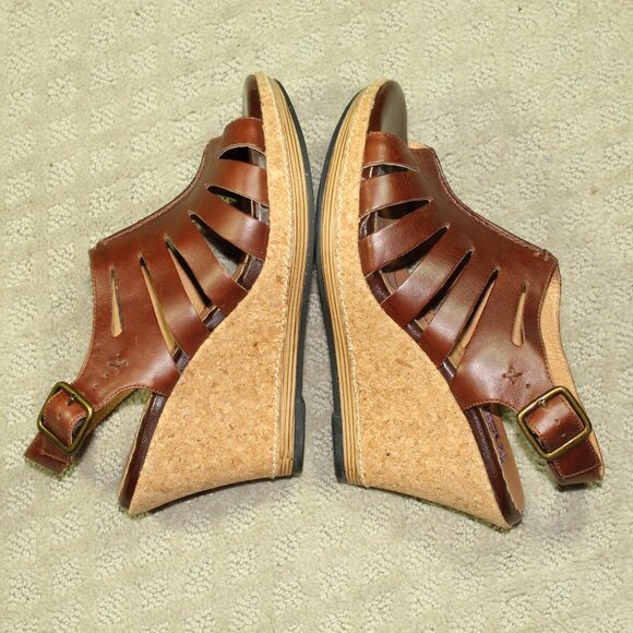 Indigo by Clarks Women's 6.54M Brown Leather 1" Platform 3.5" Wedge Heels - Picture 5 of 8